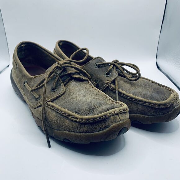 Twisted X Boat Shoes Women’s 8.5  M Driving WDM0003 Bomber Brown Leather Lace Up - Picture 1 of 12